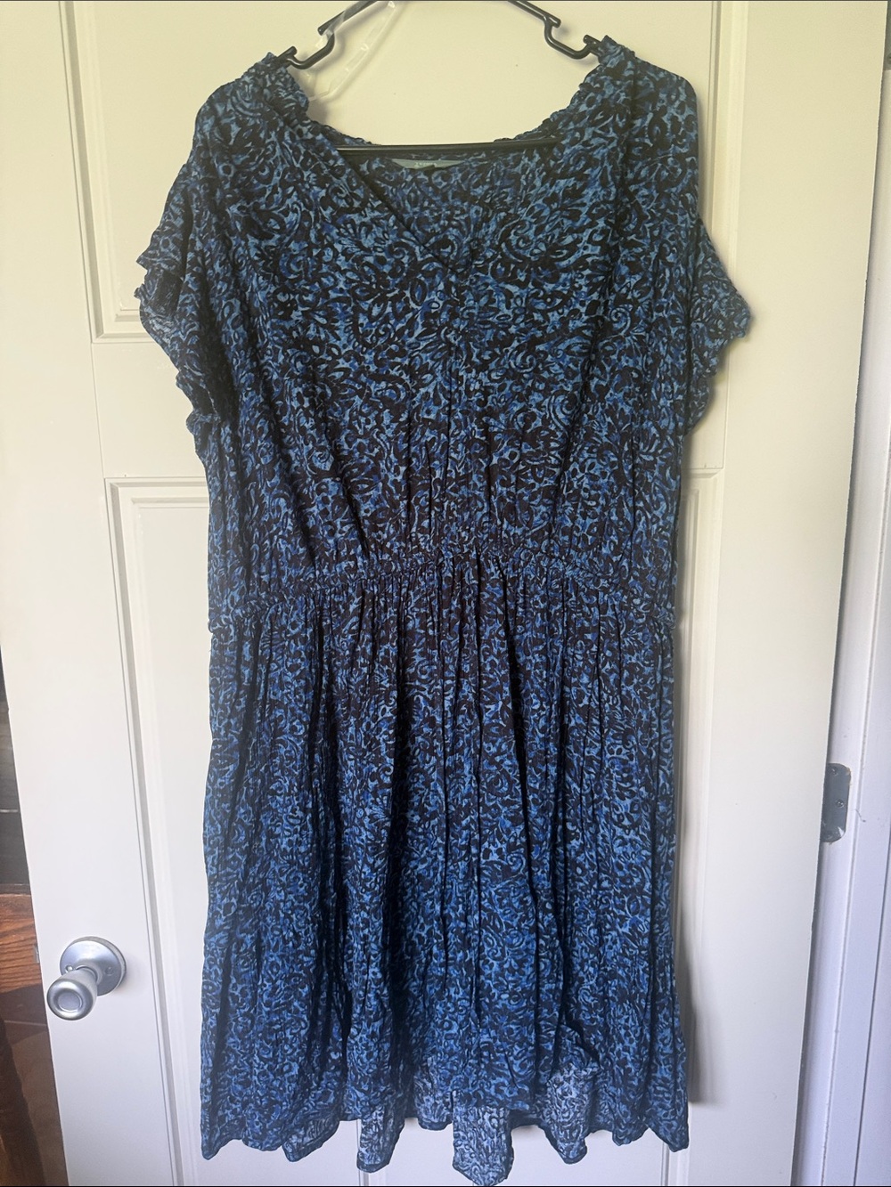 Terra & Sky Blue Floral Midi Dress